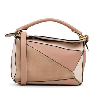 Loewe Pre-owned Loewe Small Tricolor Calfskin and Suede Puzzle Satchel Ladies NH4JFTSOWB82LGBE