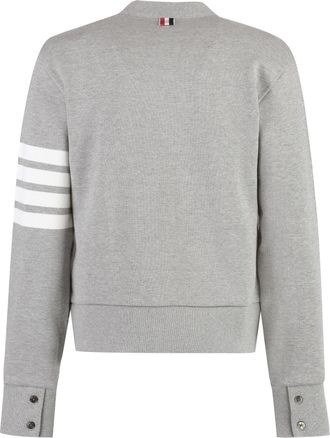 Thom Browne Womens Logo Cotton Cardigan Grey Cardigans Sweater