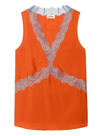 Zadig&Voltaire V-neck top - women - Silk - M - Orange