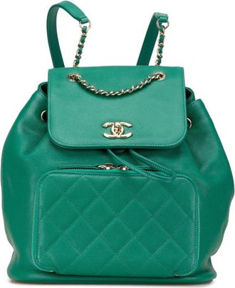 Chanel Green Grained Calfskin Backpack (Pre-Owned)