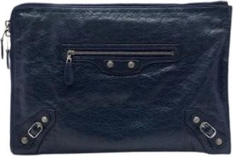 Balenciaga Pre-owned Vintage Clutch - Dames - Vintage Clutch - Blauw - ONE Size - Leer - Vintage