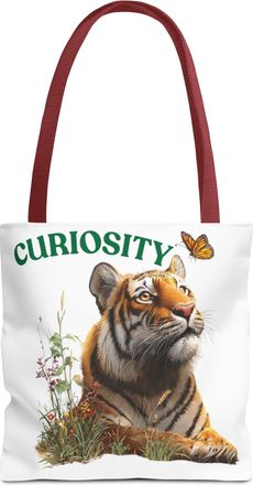 Generic Curiosity Tiger Tote Bag - Nature Lovers Accessory, Eco-Friendly Shopping Bag, Unique Animal Design, Red, 13 &times; 13