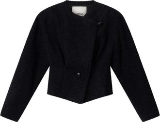 Isabel Marant Suna Wolle-Mischung Cropped Jacke - Dames - Zomerjassen - Zwart - M - Wol - Jassen