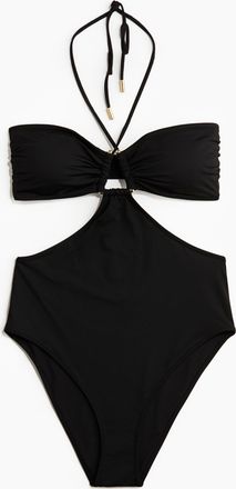 H&M Badeanzug mit wattierten Cups und High Leg - Schwarz