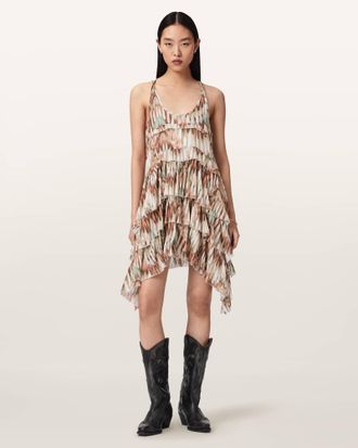 AllSaints Viscose Cavarly Relaxed Fit Sleeveless Mini Dress, Size: UK 14/US 10