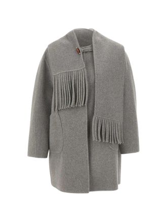 Elena Miro Grey Felted Scarf Short Coat