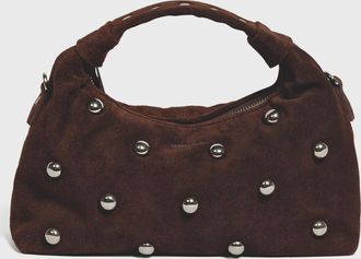 N&uacute;noo Dandy Rivet Suede Chocolade Tas