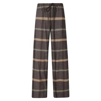 Alysi Pant Maxi Check Ampio - Dames - Broeken - Bruin - Maat: S