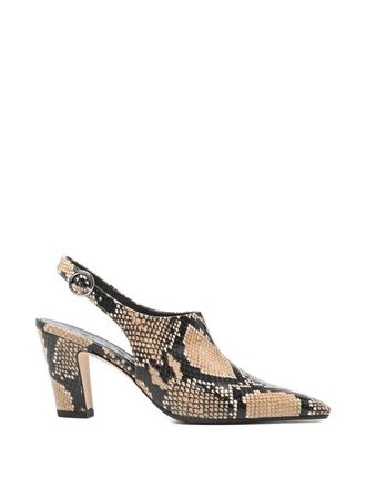 Aeyde Maude Snake Print Calf Leather Hazelnut