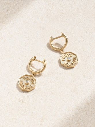 Marlo Laz Orecchini A Cerchio In Oro 14 Carati Con Diamanti Wee Porte Bonheur