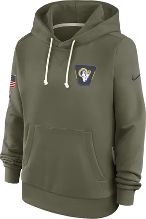 Nike Los Angeles Rams Salute to Service Sideline Nike Womens Dri-FIT NFL Pullover Hoodie in Brown | 03C32DHA2I-ACE