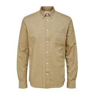 Selected Heren, Overhemden, Beige, Maat: L Katoen
