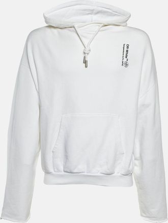 Off-white White Syringe Print Cotton Back Zip Detail Hoodie