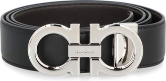 Ferragamo Mens Gancini Reversible Leather Belt Black Calf