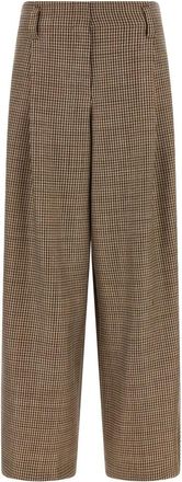Brunello Cucinelli Prince of Wales Broek - Dames - Wijde Broeken - Bruin - S - Wol - Broeken