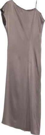 Alysi Abito Liquid Satin Asimmetrico - Dames - Korte kleedjes - Grijs - S - Satijn - Kleedjes