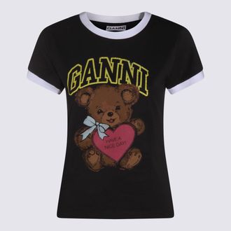 Ganni Black Cotton T-Shirt