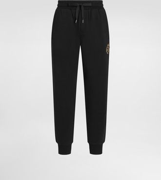 Dolce & Gabbana Jersey Trousers With Heraldic Patch - Man Pants And Shorts Black 44