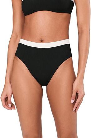 L*Space Misha Bottom Classic Womens Swimwear Black/Cream : MD, Nylon/Spandex