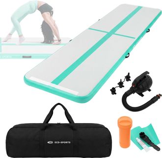 ECD Germany Ecd Germany Colchoneta De Gimnasia Art&iacute;stica Airtack 4 M, Verde Menta, Esterilla Inflable Para Tumbling, 10 Cm De Grosor, Colch&oacute;n De Yoga/pilates Con 
