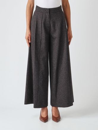 Meimeij Pantaloni cropped a gamba larga in viscosa con pinces