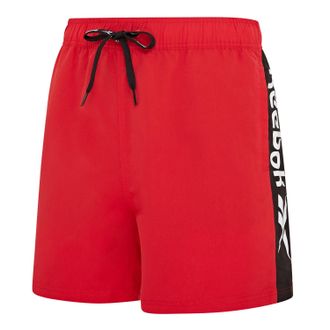 Reebok Badeshorts REEBOK Clayton, Herren, Gr. XL, N-Gr, rot, Microfaser, Polyester, unifarben, Badehosen Badeshorts, mit Kordelzug und elastischem Bund, mit 