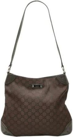 Gucci Pre-owned Shoulder Bags, female, Brown, Size: ONE SIZE Pre-owned Vintage GG Canvas Shoulder Bag