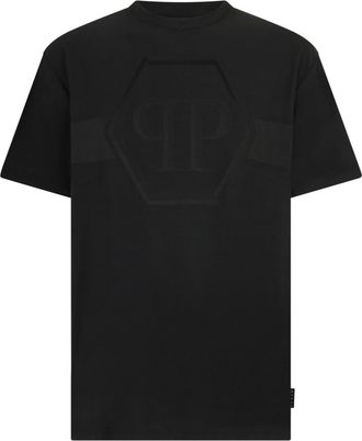 Philipp Plein Round Neck T-Shirt Jacquard Hexagon Line