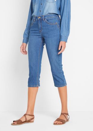 Bonprix Caprijeans BONPRIX, Damen, Gr. 38, N-Gr, blau used (l&auml;nge: regul&auml;r), Denim/Jeans, Obermaterial: 82% Baumwolle, 17% Polyester, 1% Elasthan, slim fit, J