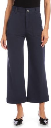 Fifteen Twenty Rylee Stretch Twill Wide Leg Crop Pants in Navy at Nordstrom, Size 6