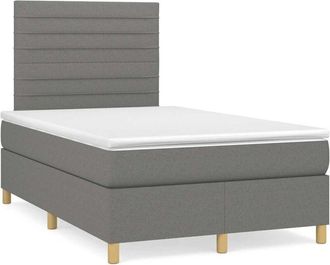 vidaXL Cama Box Spring Con Colch&oacute;n Tela Gris Oscuro 120x190 Cm Vidaxl