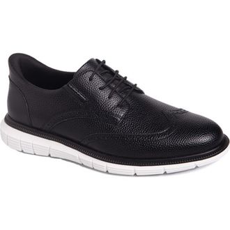 Marc Joseph New York Hill Street Hands Free Technology Leather Wingtip Casual Oxford in Black Grainy Leather at Nordstrom, Size 10.5