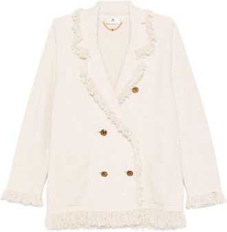 Elisabetta Franchi Womens V-Neck Patch Pockets Cotton Double-Breasted Jacket