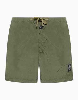 Stone Island Mens Stone Island Nylon Metal Military Green Shorts - Size: 35/34/32
