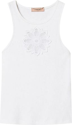 Twin-Set Tanktop met geborduurde bloemen - Wit