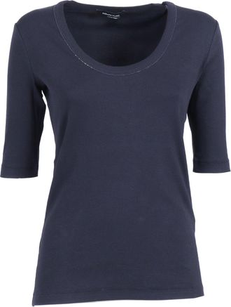 Fabiana Filippi T-shirt in Jersey Costina Manica Al Gomito Con Scollo U kleur Blu Notte