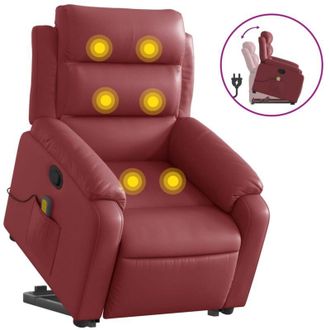 vidaXL Sill&oacute;n Reclinable De Masaje De Pie Cuero Artificial Rojo Tinto Vidaxl