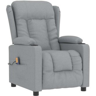 vidaXL Poltrona Massaggiante in Tessuto Grigio Chiaro - Vidaxl