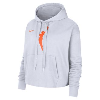 Nike Team 13 Courtside Nike Womens WNBA Cropped Pullover Hoodie in White | DV6450-100