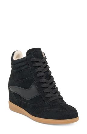 Dolce Vita Issac High Top Wedge Sneaker in Onyx Suede at Nordstrom, Size 7.5