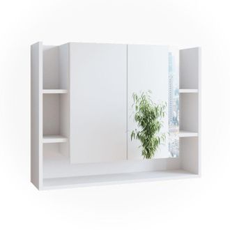 Vicco Armario con espejo para baño Elira, Blanco, 80.2 x 64 cm