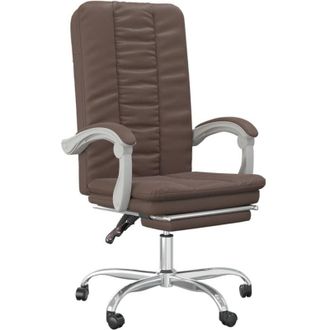 vidaXL Silla De Oficina Reclinable Cuero Sint&eacute;tico Marr&oacute;n Vidaxl