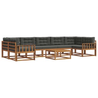 vidaXL Conjunto De Sof&aacute;s De Exterior 8 Pcs Natural Y Antracita Vidaxl
