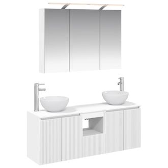 vidaXL Set Di Armadi Da Bagno 4 Pz Bianco Legno Ingegnerizzato Vidaxl