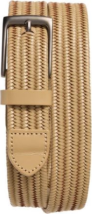 Nordstrom Diego Woven Leather Stretch Belt in Tan Stock at Nordstrom, Size 32