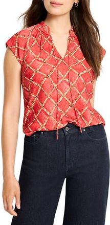 Nic+Zoe Squiggle Check Cap Sleeve Top in Red Multi at Nordstrom Rack, Size X-Large