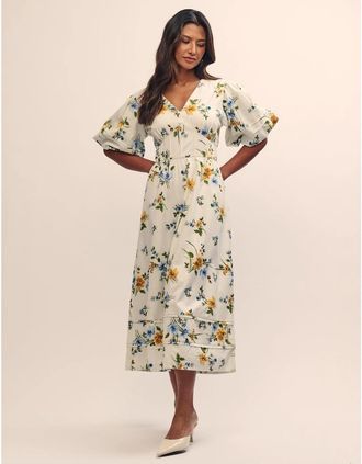 Nobody's Child Womens Clover V-Neck Midi Dress - Multi - Size: 10