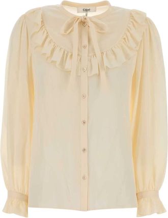 Chlo&eacute; Zijden Blouse - Dames - Blouses - Geel - M - Overhemden