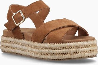 Hush Puppies Womens Hush Puppies Rosa Rafia Sandal Leather Womens Tan Sandals - Brown - Size: 8