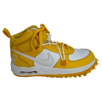 Off-white Nike x Off-White Air Force 1 Mid SP Sneakers in Wit en Varsity Geel Leer